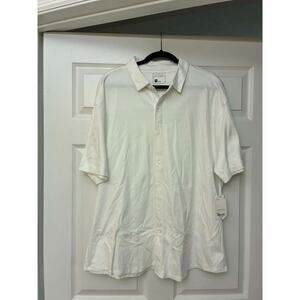 Stylus Men's White Button Front Shirt XXL Short Sleeve Casual NWT